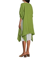 M Made in Italy Round Neckline Short Roll Up Sleeve Dress