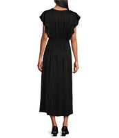 M Made In Italy Satin Elastic Drop-Waist Maxi Dress