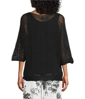 M Made In Italy Scoop Neck 3/4 Sleeve Knit Top