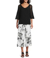 M Made In Italy Scoop Neck 3/4 Sleeve Knit Top