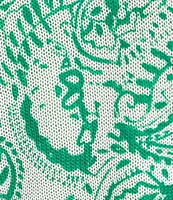 M Made in Italy Scoop Neck Long Sleeve Paisley Print Knit Top