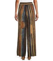 M Made in Italy Stripe Print Wide Leg Pants