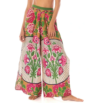 Maaji Ophelia Palazzo Cerise Bouquet Print Cover-up Pants