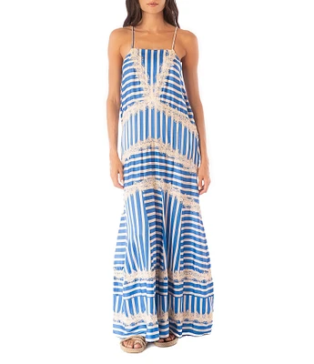 Maaji Rosalia Azure Stripes Loose Maxi Cover-up Dress