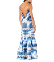 Maaji Rosalia Azure Stripes Loose Maxi Cover-up Dress