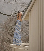 Maaji Rosalia Azure Stripes Loose Maxi Cover-up Dress