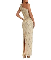 Mac Duggal 3D Floral Applique One Shoulder Embellished Column Gown