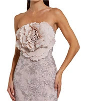 Mac Duggal 3D Flower Strapless Embroidered Mesh Mermaid Gown