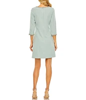 Mac Duggal A-line Embellished 3/4 Sleeve Cocktail Dress