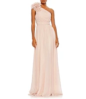 Mac Duggal Asymmetrical One Ruffle Shoulder Sleeveless A-Line Gown