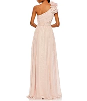 Mac Duggal Asymmetrical One Ruffle Shoulder Sleeveless A-Line Gown