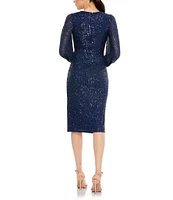 Mac Duggal Balloon Sleeve Sequin Sheath Dress