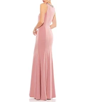 Mac Duggal Beaded Jeweled Crew Neck Sleeveless Sheath Gown