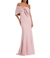 Mac Duggal Beaded Off The Shoulder Crepe Mermaid Gown