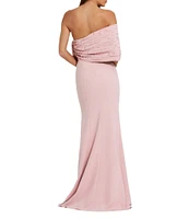 Mac Duggal Beaded Off The Shoulder Crepe Mermaid Gown