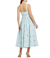Mac Duggal Bow Front Floral Brocade Fit & Flare Midi Dress