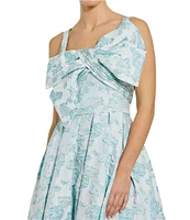 Mac Duggal Bow Front Floral Brocade Fit & Flare Midi Dress