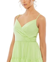 Mac Duggal Chiffon V-Neck Sleeveless Braided Straps Fit & Flare Dress