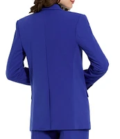 Mac Duggal Classic Tailored Crepe Notch Lapel Collar Long Sleeve Coordinating Button Front Blazer