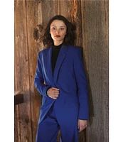 Mac Duggal Classic Tailored Crepe Notch Lapel Collar Long Sleeve Coordinating Button Front Blazer