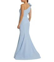 Mac Duggal Crepe One-Shoulder Neck Sleeveless Rosette Mermaid Gown