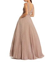 Mac Duggal Deep V-Neck Organza Shimmer Ball Gown