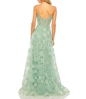 Mac Duggal Embroidered Floral Lace Sweetheart Neck Sleeveless Corset Mermaid Gown