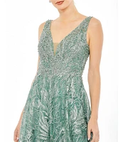 Mac Duggal Embroidered V-Neck Sleeveless Dress