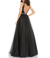 Mac Duggal Glitter V-Neck Sleeveless Ball Gown