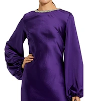 Mac Duggal Crew Neck Long Sleeve Crystal Detail Dress