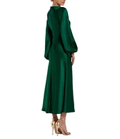 Mac Duggal Crew Neck Long Sleeve Crystal Detail Dress