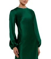 Mac Duggal Crew Neck Long Sleeve Crystal Detail Dress