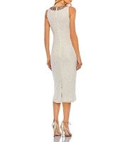 Mac Duggal Jeweled High Neck Sequined Midi Dress