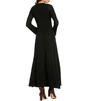 Mac Duggal Knit Scoop Neck Long Sleeve Maxi Sheath Dress