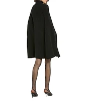 Mac Duggal Knit Turtleneck Long Cape Sleeve Merino Wool Blend Sheath Dress