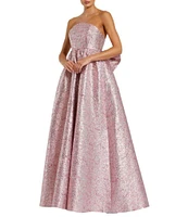 Mac Duggal Metallic Brocade Strapless Sleeveless Back Bow Gown