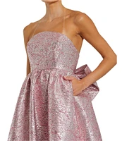 Mac Duggal Metallic Brocade Strapless Sleeveless Back Bow Gown