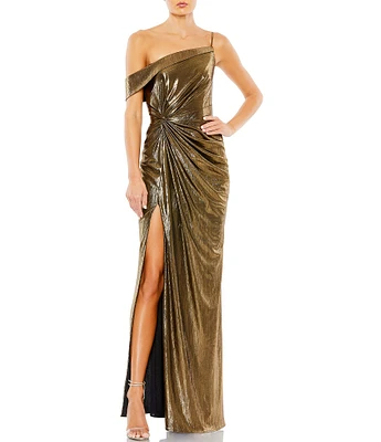 Mac Duggal Metallic Off-the-Shoulder Twist Waist Gown