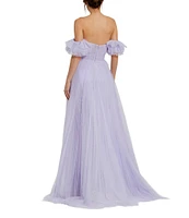 Mac Duggal Off-The-Shoulder Sweetheart Neckline Corset Bodice Tulle Ballgown