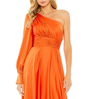 Mac Duggal One Shoulder Bishop Sleeve A-Line Gown