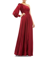 Mac Duggal One Shoulder Bishop Sleeve A-Line Gown