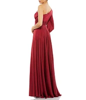 Mac Duggal One Shoulder Bishop Sleeve A-Line Gown