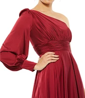 Mac Duggal One Shoulder Bishop Sleeve A-Line Gown