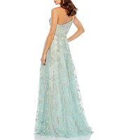 Mac Duggal One Shoulder Embroidered Floral A Line Gown