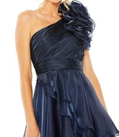 Mac Duggal One Shoulder Ruffled High-Low Hem Tiered Gown