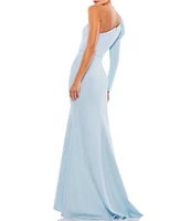 Mac Duggal One Sleeve Sheath Crepe Mermaid Gown