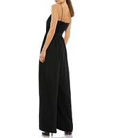 Mac Duggal Ruched Bodice Tie Waist Chiffon Jumpsuit