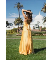 Mac Duggal Satin Halter Neck Sleeveless Gown