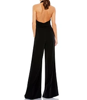 Mac Duggal Sleeveless Deep V-Neck Wide Leg Low Back Detail Tuxedo Jumpsuit