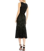 Mac Duggal Sleeveless Sequin Trumpet Midi Dress